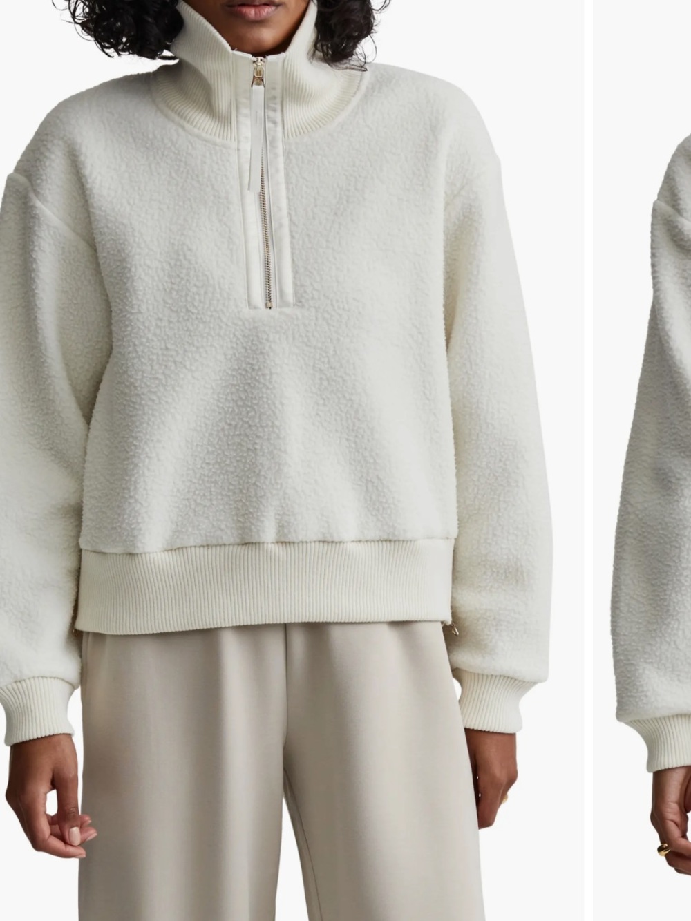 Varley Mumford Half-Zip in Egret, Small, good condition